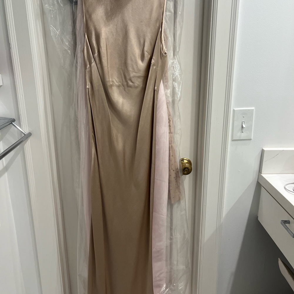 Elegant beige/brown Sleeveless Dress - Picture 6 of 7